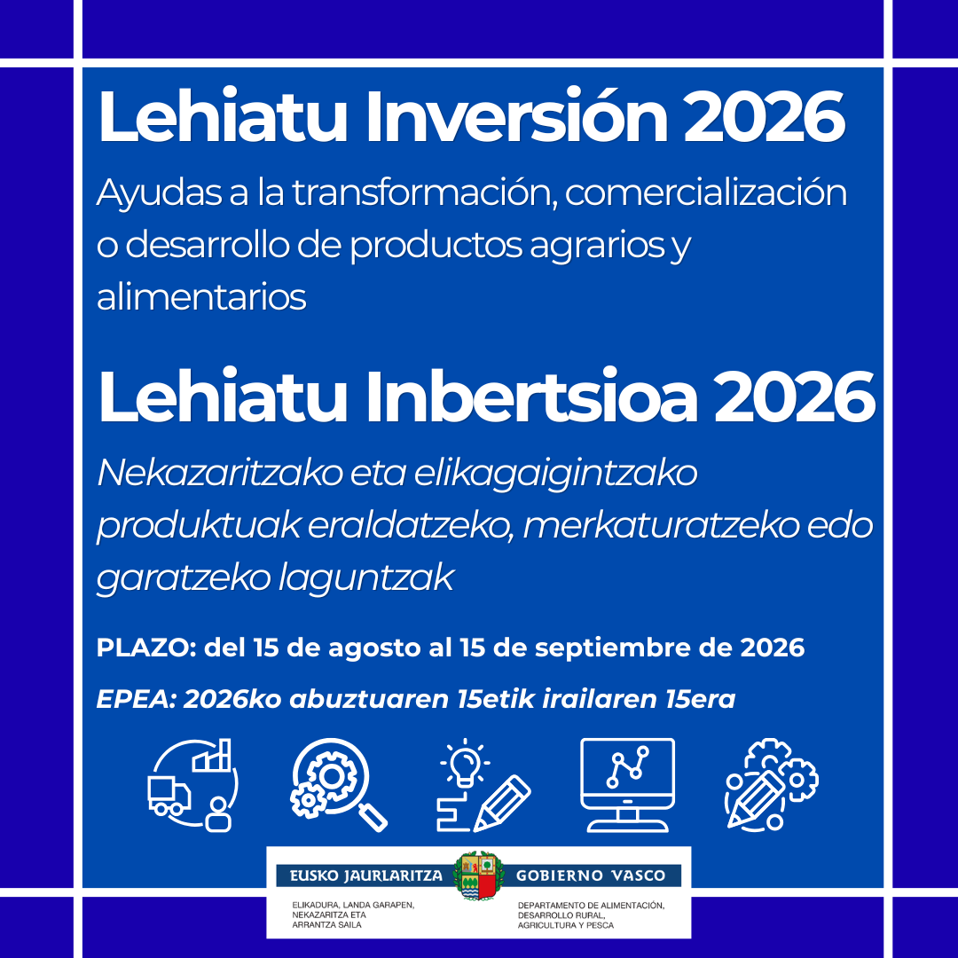 LEHIATU INBERTSIOA 2026 dirulaguntzak. ESKAERAK AURKEZTEKO EPEA ZABALTZEN DA